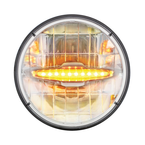 3 High Power LED 7" Headlight W/ 10 Amber LED Daytime Running Light Bar