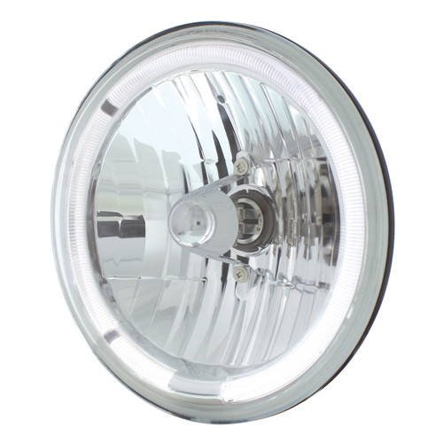 7" Crystal Headlight w/ White LED Halo Ring
