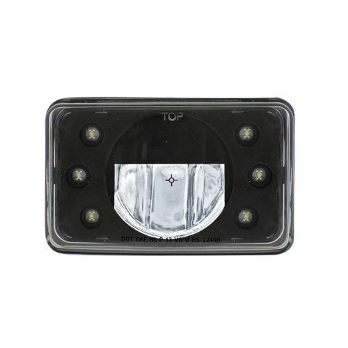 LED 4" X 6" Blackout Headlight W/ 6 White LED Position Lights - High Beam
