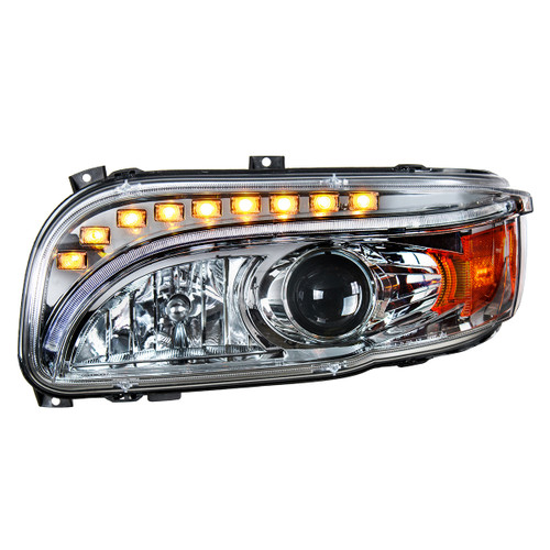 Chrome Projection Headlight W/LED Turn &amp; Position Light For 2008-15 PB 388 &amp; 2008-2020 389