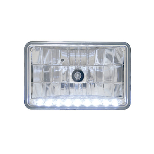 4" X 6" Crystal Headlight w/ 9 White LED Position Light - Low Beam
