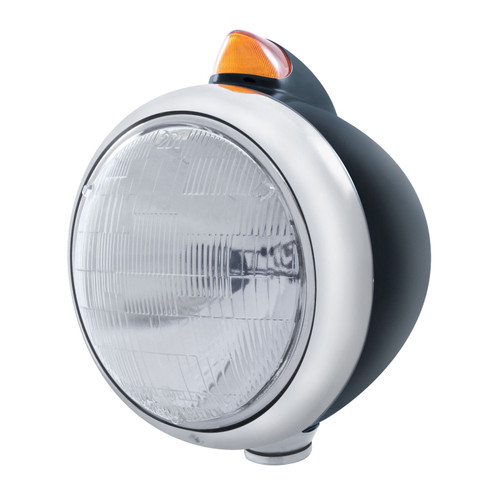 Black Guide 682-C Headlight 6014 & Original Style LED Signal - Amber Lens
