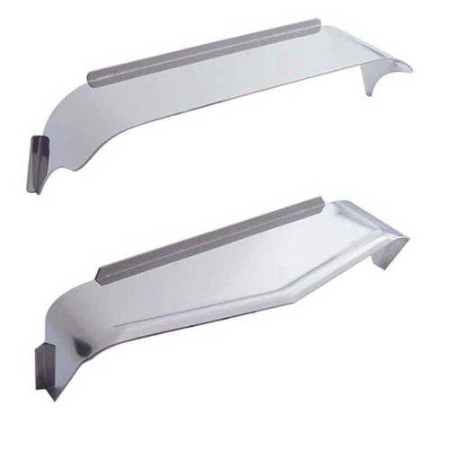 8" X 6" Stainless Steel Rectangular Headlight Visor, Ribbed Lip Style