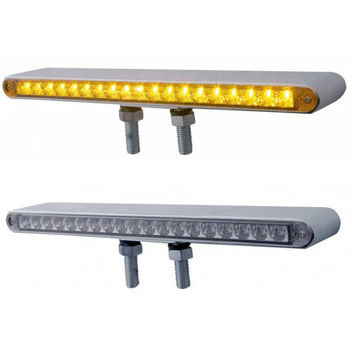 19 LED 12" Reflector Double Face Light Bar - Amber & Red LED/Amber & Red Lens United Pacific 37944ens