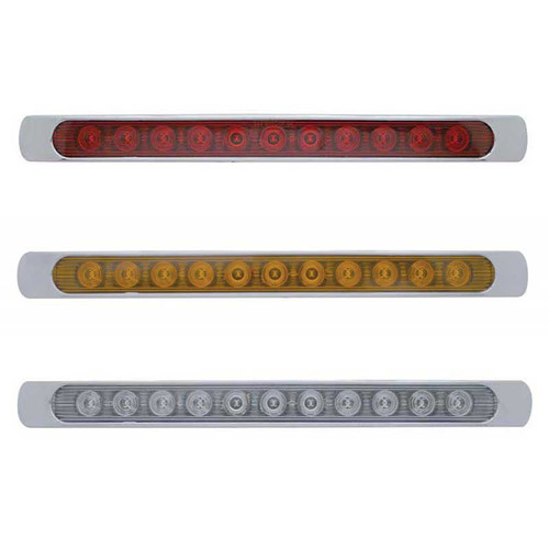 11 LED 17" Stop, Turn & Tail Light Bar w/ Chrome Bezel - Red LED/Red Lens