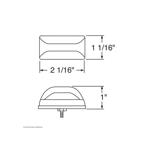 Rectangular Clearance/Marker Light W/ Stud Mount - Amber Lens
