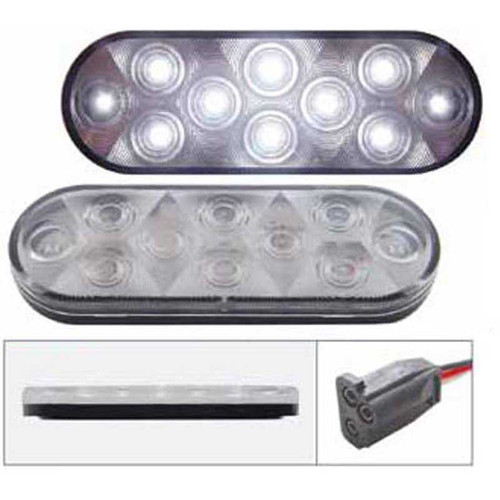 10 LED 6" Oval Auxiliary/Utility Light - White LED/Clear Lens