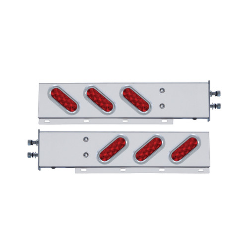 2-1/2" Bolt Pattern SS Spring Loaded Bar w/6 Oval 10 LED Lights & Visors -Red LED & Lens
