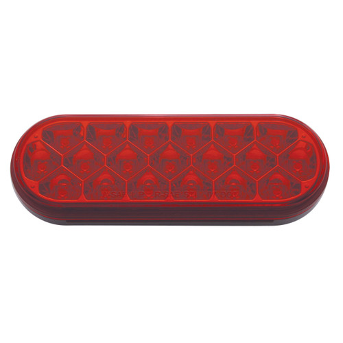 19 LED 6" Oval Reflector Stop, Turn & Tail Light - Red LED/Red Lens