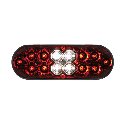 6" Oval Combo Light w/ 14 LED Stop, Turn & Tail & 16 LED Back-Up -Red LED/Red Lens