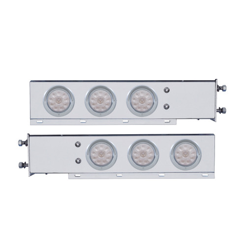 2-1/2" Bolt Pattern SS Spring Loaded Bar w/6X 4" 10 LED Lights & Visors -Red LED/Clear Lens