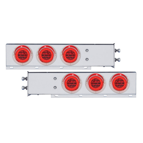 2-1/2" Bolt Pattern SS Spring Loaded Bar w/6X 21 LED 4" "GLO" Lights & Visors -Red LED & Lens