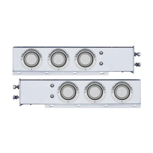 2-1/2" Bolt Pattern SS Spring Loaded Rear Bar w/6X 4" Red LED "Mirage" Lights & Visor -Clear Lens