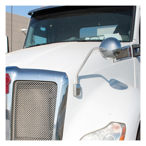 Chrome Hood Mirror For Kenworth T680 - Driver