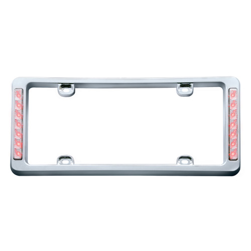 14 LED Chrome License Plate Frame - White LED/Clear Lens