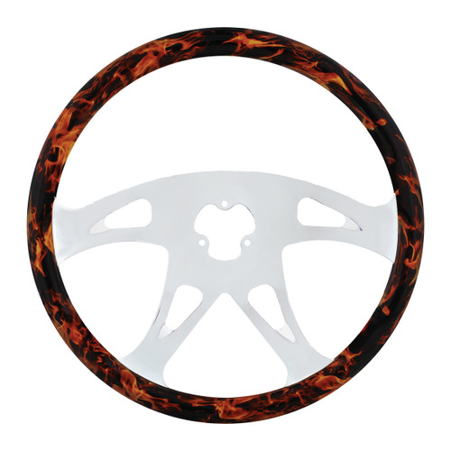 18" Flame Steering Wheel With Hydro-dip Finish Wood - Boss