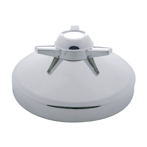 8" Chrome Rear Hub Cap w/ 3 Bar Straight Spinner