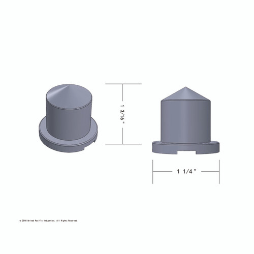 11/16" X 1 1/4" Chrome Plastic Pointed Nut Cover - Push-On