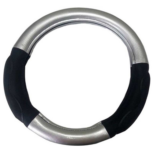 18 Inch Gray Carbon Fiber Steering Wheel Covers with Spiky Memory Foam Grips
