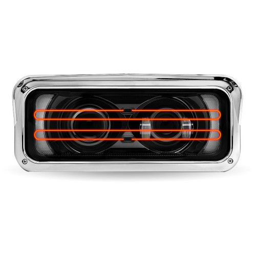 Heated Chrome Backlit LED Projector Headlight Assembly