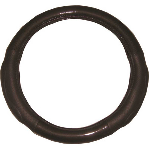 Black 18 Inch Carbon Fiber Steering Wheel Covers with Smooth Memory Foam Grips