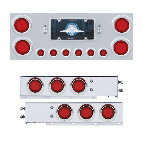SS Rear Center Panel and Mud Flap Hangers Set Red Led/Red Lens