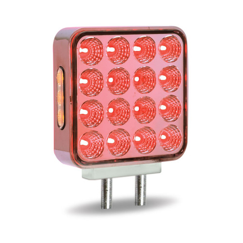 DOUBLE FACE AMBER/RED TURN & MARKER TO PURPLE AUXILIARY SQUARE REFLECTOR LED LIGHT – DOUBLE POST | 38 DIODES | CLEAR LENS