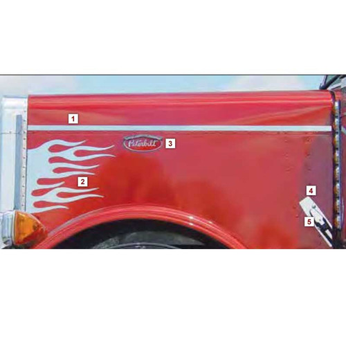 Peterbilt 379 Ext. Hood Front Side of Hood Trims with Flames