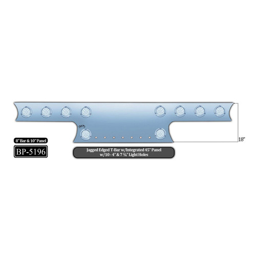 One Piece Jagged End T-Bar With Ten 4 Inch Light Holes And Seven 3/4 Inch Light Holes