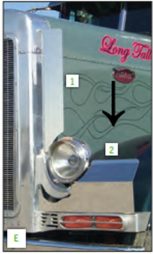 Fender Guards for J-Bracket Headlights (Factory Step), Peterbilt 379