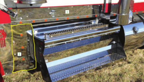 Mock Cowl Extensions with 6 Bulls-Eye Holes, Kenworth W900B