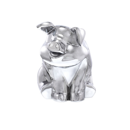 Chrome Die-Cast Sitting Pig Ornament