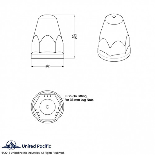 33mm x 2-5/8" Chrome Plastic Bullet Nut Cover With Flange - Push-On (Bulk)