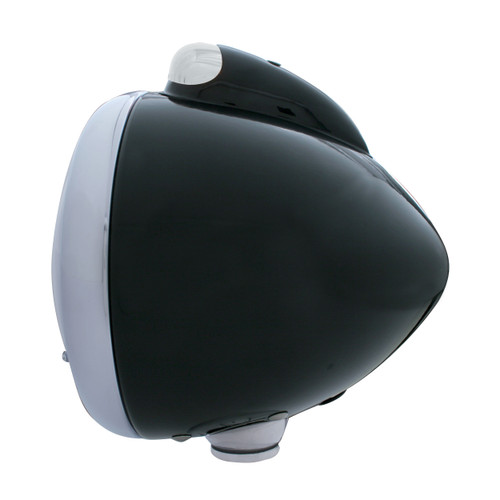 Black Guide 682-C Headlight No Bulb With Dual Mode LED Signal - Clear Lens