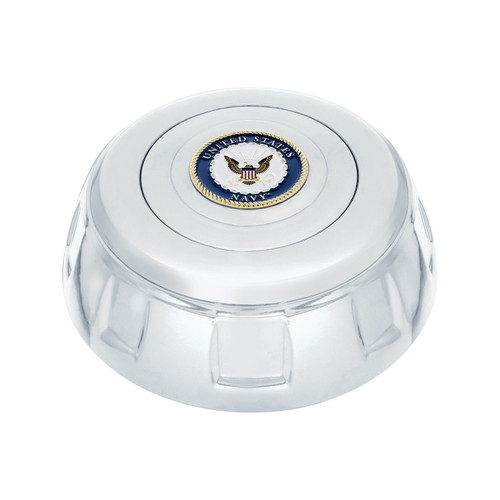 Chrome Aluminum Steering Wheel Horn Button With Metal Medallion, US Navy