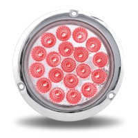 4" RED STOP, TURN & TAIL TO PURPLE AUXILIARY ROUND FLANGE MOUNT LED LIGHT - 19 DIODES