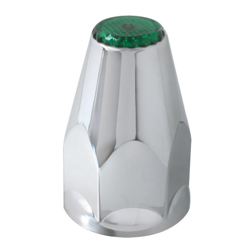 CLASSIC CHROME PLASTIC 33MM LUG NUT COVER WITH COLOR REFLECTOR - SCREW ON