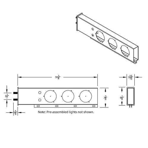 2-1/2" BOLT PATTERN CHROME SPRING LOADED BAR W/6X 4" 13 LED ABYSS LIGHTS & VISORS - RED LED/CLEAR LENS (PAIR)