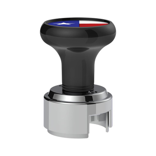 THREAD-ON GEARSHIFT KNOB WITH 13/15/18 SPEED ADAPTER & TEXAS FLAG STICKER - BLACK