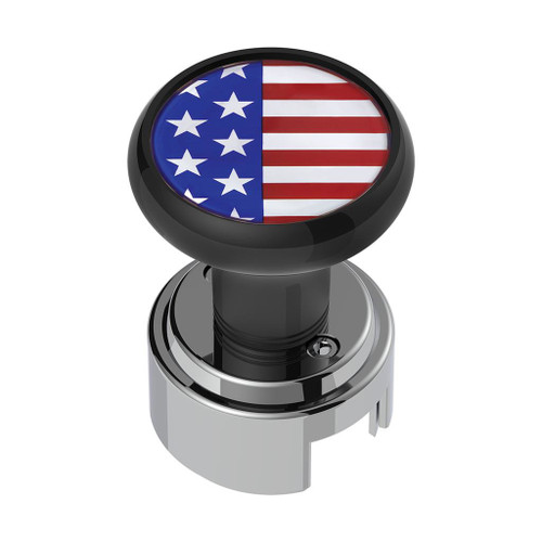 THREAD-ON GEARSHIFT KNOB WITH 13/15/18 SPEED ADAPTER & US FLAG STICKER - BLACK