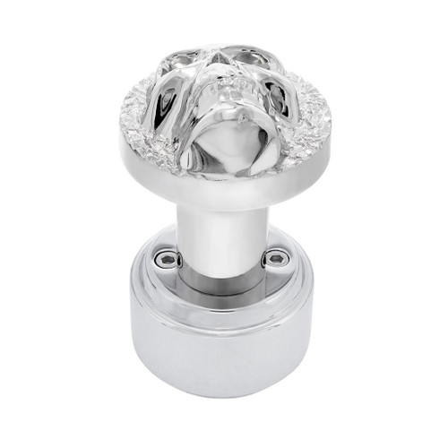 SKULL THREAD-ON SHIFT KNOB & ADAPTER FOR EATON FULLER STYLE 9/10 SHIFTER - CHROME