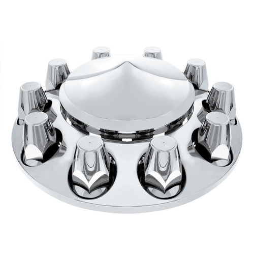 POINTED FRONT AXLE COVER WITH 33MM STANDARD STYLE PUSH-ON NUT COVERS - CHROME