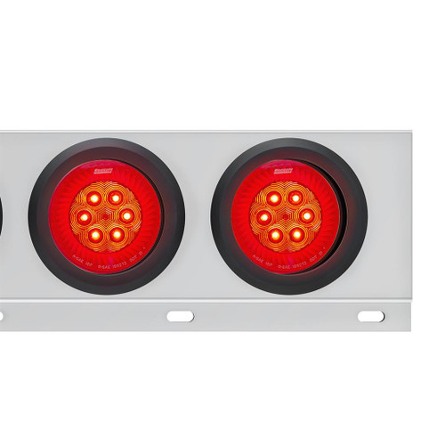 3-3/4" BOLT PATTERN SS SPRING LOADED BAR WITH 6X 4" 16 LED TURBINE LIGHTS - RED LED/RED LENS (PAIR)