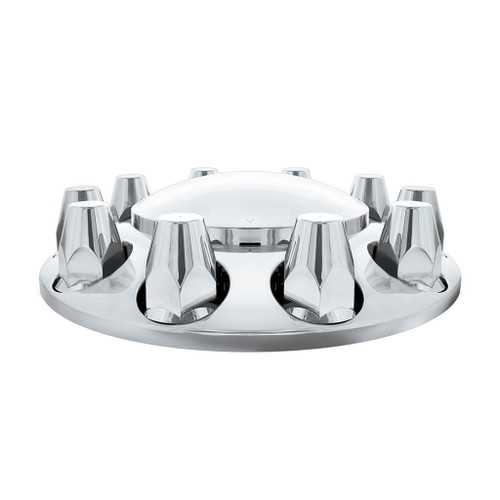 DOME FRONT AXLE COVER WITH 33MM STANDARD STYLE PUSH-ON NUT COVERS - CHROME