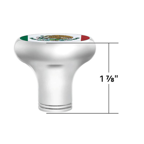 1/2"-13 THREAD-ON GEARSHIFT KNOB WITH MEXICO FLAG STICKER - CHROME