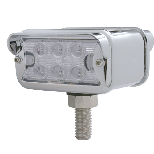6 LED Dual Function T Mount Double Face Light W/ Horizontal Visor - Amber & Red LED/Clear Lens United Pacific 39415