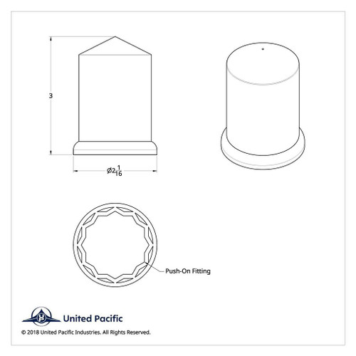 1-1/2" X 3" CHROME PLASTIC POINTED NUT COVERS - PUSH-ON (COLOR BOX OF 60)