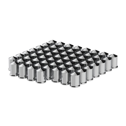 1-1/2" X 3" CHROME PLASTIC POINTED NUT COVERS - PUSH-ON (COLOR BOX OF 60)