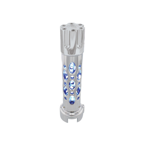 Chrome Austin 13/15/18 Speed Gun Cylinder Gearshift Knob w/ High Power LED - Blue