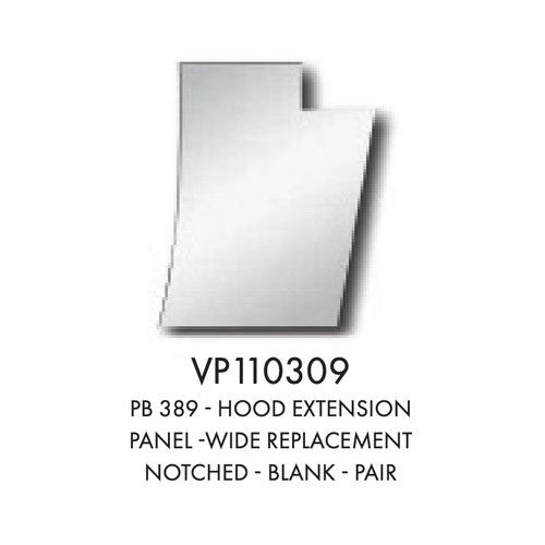 Peterbilt 389 Stainless 4" Wide Replacement Notched Hood Extension Panels